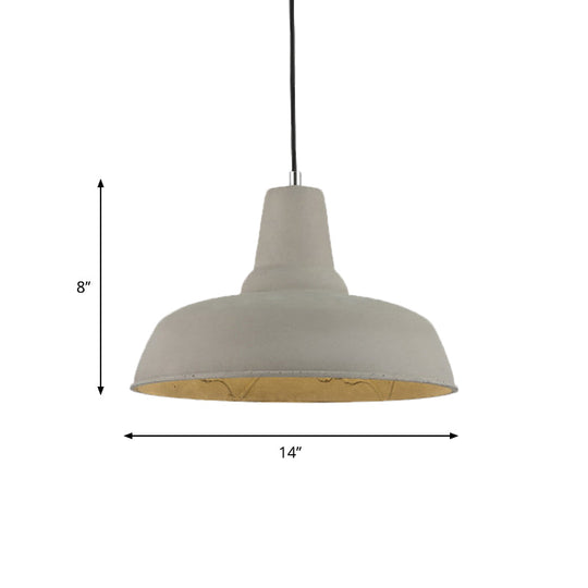 Nordic Cement 1-Head Pendant Light With Carved Interior – Barn Kitchen Bar Grey/White/Beige
