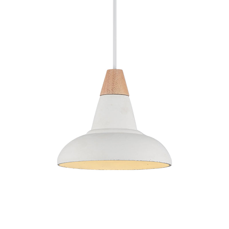 Nordic Cement 1-Head Pendant Light With Carved Interior – Barn Kitchen Bar Grey/White/Beige