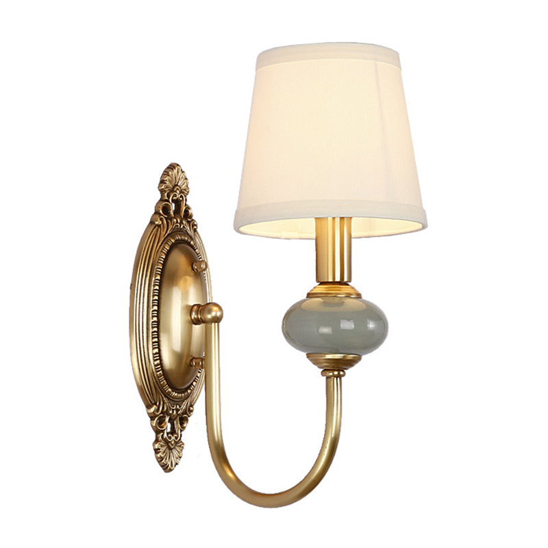 Gold Swoop Arm Wall Light With Traditional Metal Design - 1/2-Head Sconce Lamp 1 /