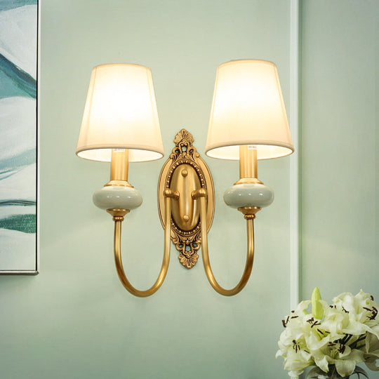 Gold Swoop Arm Wall Light With Traditional Metal Design - 1/2-Head Sconce Lamp 2 /