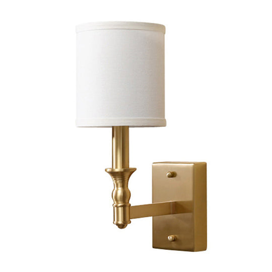 Gold Fabric Wall Light Kit - Simplicity 1-Light Bedroom Mount