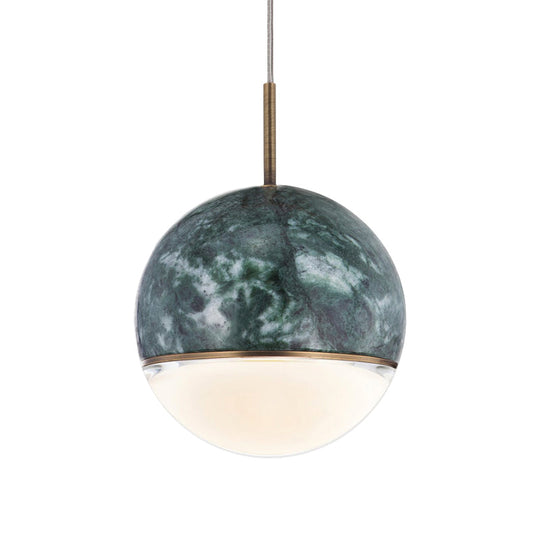 Led Marble Pendant Light Kit In Designer Black/White/Green For Living Room