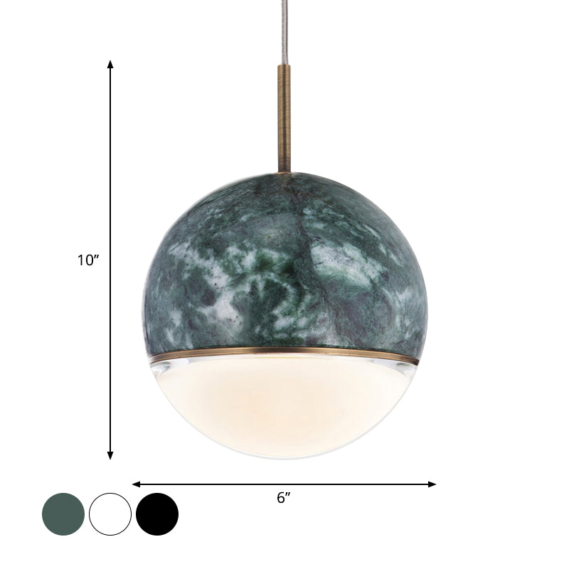 Marble Led Pendant Light Kit - Designer Black/White/Green Hanging Lamp For Living Room