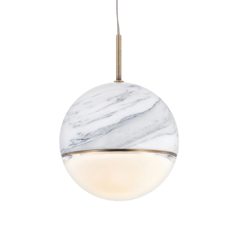 Led Marble Pendant Light Kit In Designer Black/White/Green For Living Room