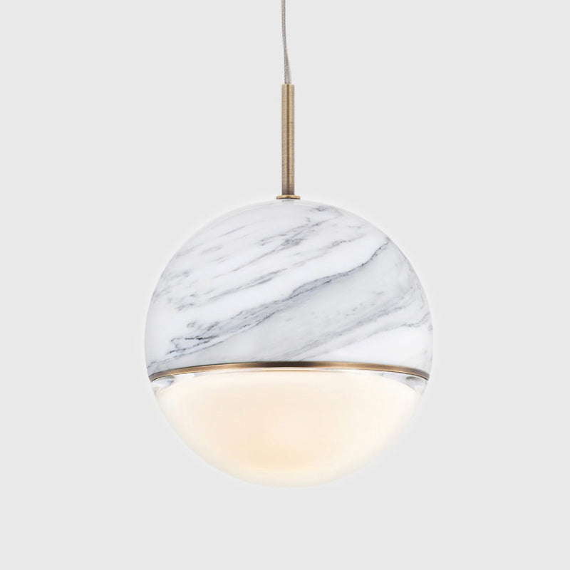 Led Marble Pendant Light Kit In Designer Black/White/Green For Living Room