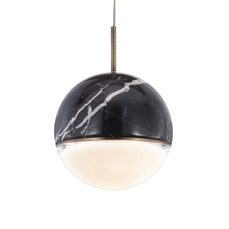 Led Marble Pendant Light Kit In Designer Black/White/Green For Living Room