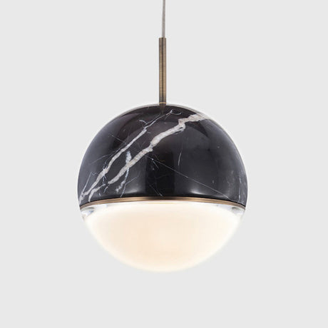 Marble Led Pendant Light Kit - Designer Black/White/Green Hanging Lamp For Living Room