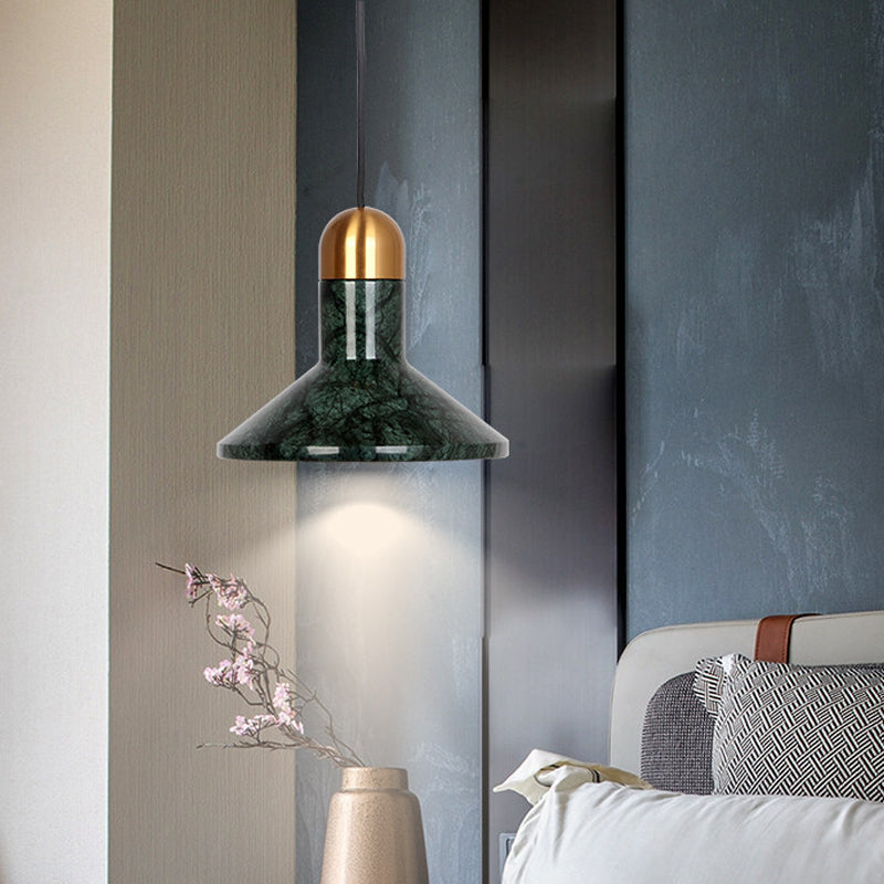 Marble Led Pendant Light Kit - Designer Black/White/Green Hanging Lamp For Living Room