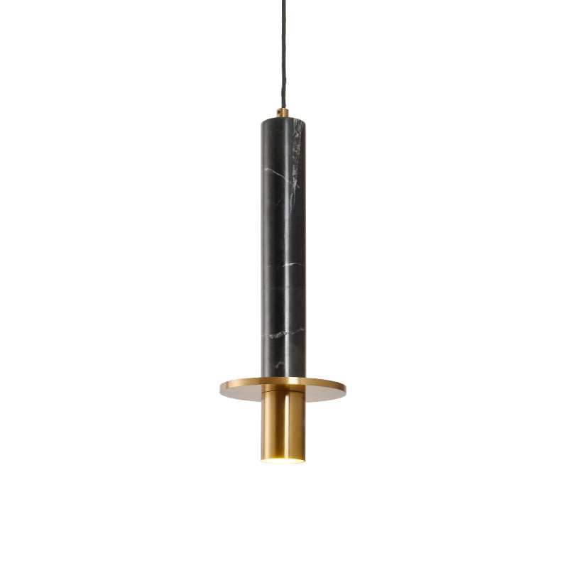 Sword Pendant Ceiling Light - Designer Marble Dining Room Led Hanging Lamp Black/White/Beige & Brass