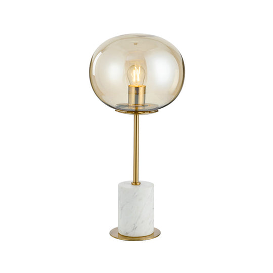 Raffaella - Oval Glass Night Light With Brass And White Table Lighting