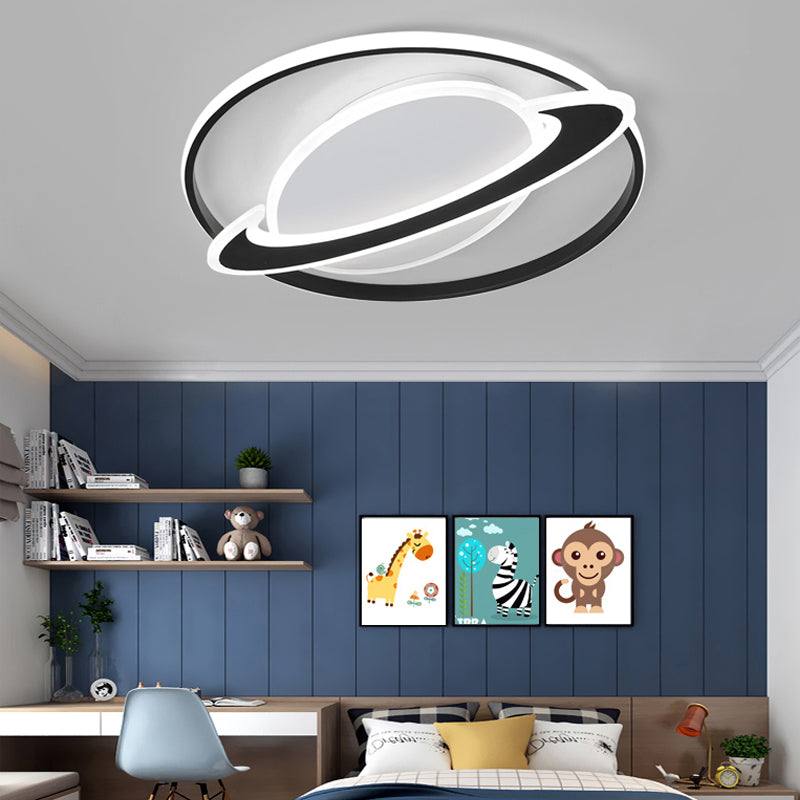 Creative Acrylic Led Flush Mount Ceiling Light For Boys’ Bedroom Black / 16.5’ White