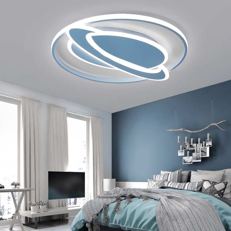 Creative Acrylic Led Flush Mount Ceiling Light For Boys’ Bedroom Blue / 16.5’ Warm