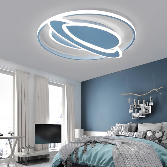 Creative Acrylic Led Flush Mount Ceiling Light For Boys’ Bedroom Blue / 16.5’ Warm