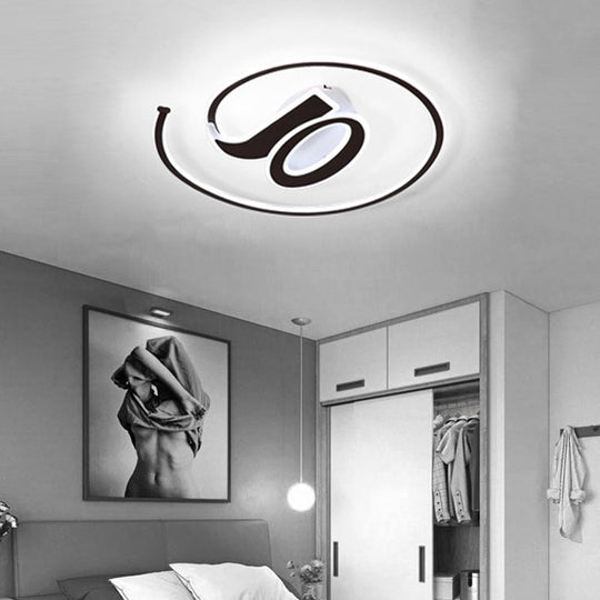 Modern Black Acrylic Led Ceiling Lamp - Number Shaped Flush Light For Kindergarten / 17 White