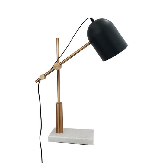 Black Postmodern Metal Nightstand Lamp With Brass Balance Arm & Cloche Shape For Reading Table
