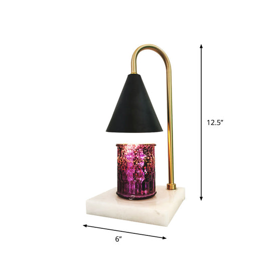 Léa - Mid-Century Cone Night Lamp: Sleek Metal Gooseneck Table Lighting With