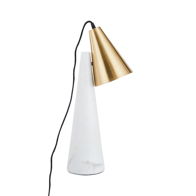 Marble Conical Table Lamp - Designer Single-Bulb Night Light For Living Room In White/Green/Gold
