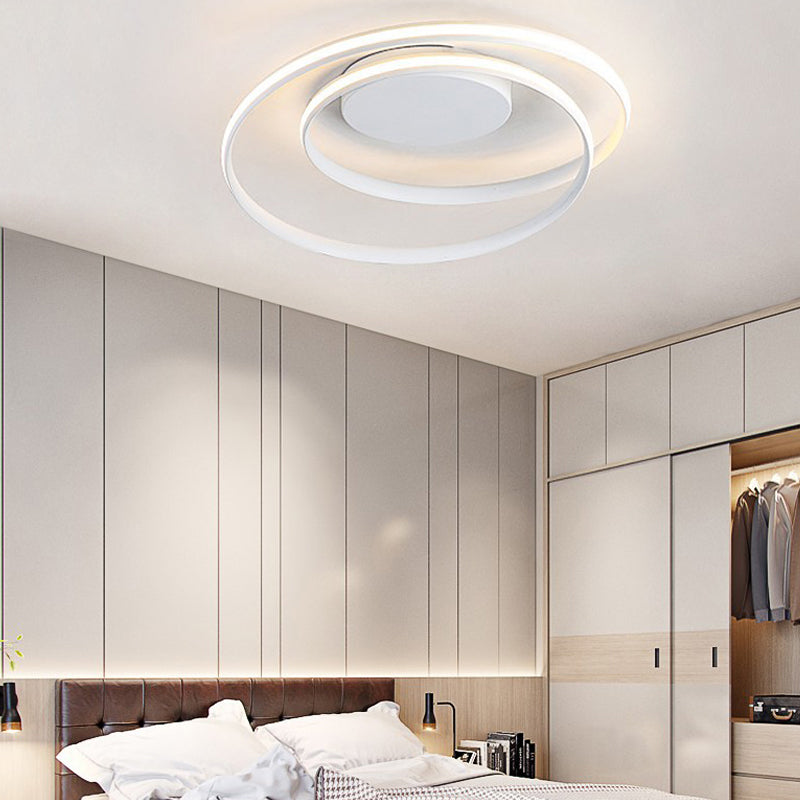 Modern Led Ceiling Lamp For Kid’s Bedroom & Hallway - Acrylic Strap Circle Mount White / Warm