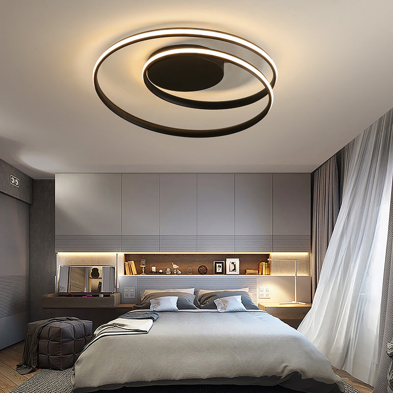 Modern Led Ceiling Lamp For Kid’s Bedroom & Hallway - Acrylic Strap Circle Mount Black / Warm