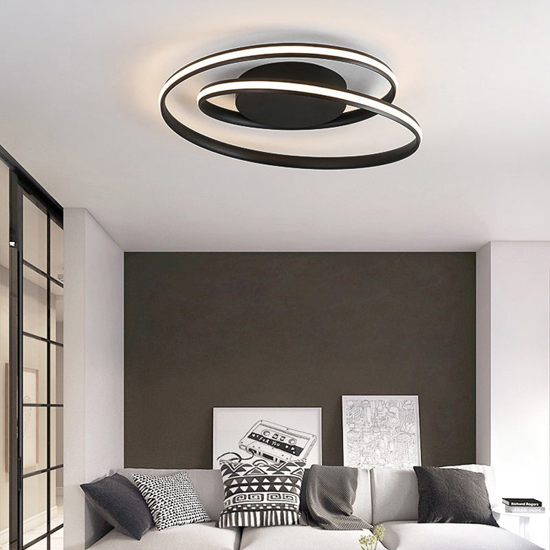 Modern Led Ceiling Lamp For Kids Bedroom & Hallway - Acrylic Strap Circle Mount