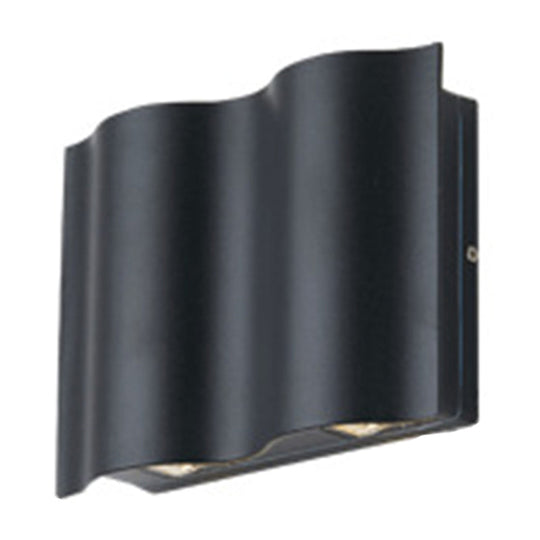 Modern Black Led Patio Sconce Lamp - 2/4/6-Light Flush Mount Wall Light With Wavy Metal Shade