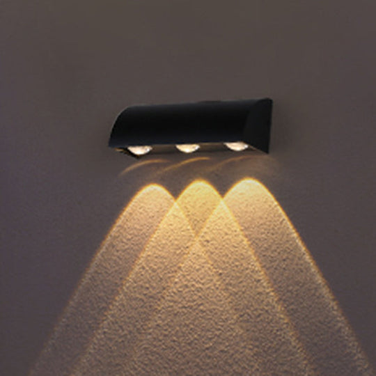 Contemporary Led Wall Sconce Black Metal Shade Flush Mount Design