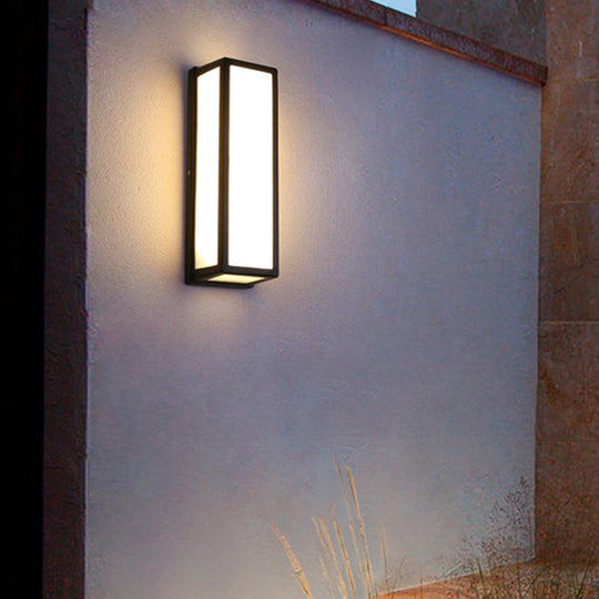 Rectangular Patio Sconce - Plastic Led Wall Light Small/Large Black