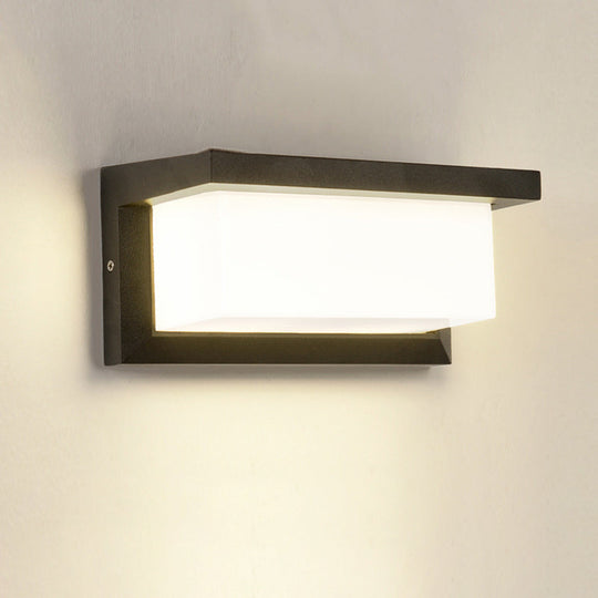 Contemporary Black Led Wall Lamp For Courtyard - Flush Mount Sconce