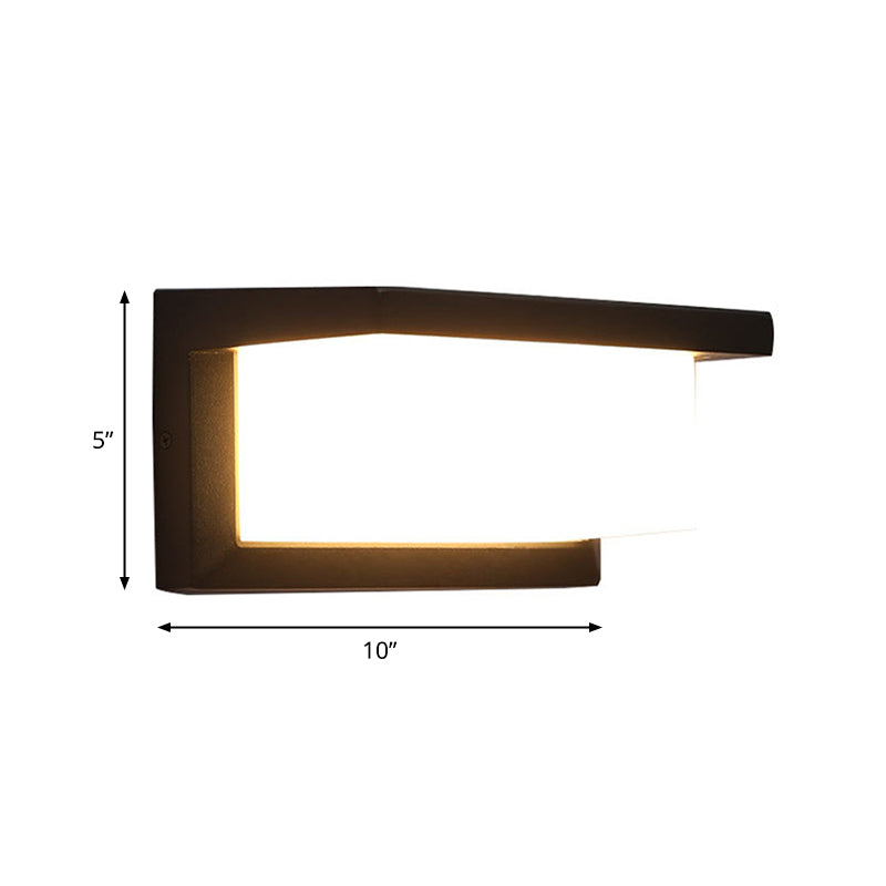 Contemporary Black Led Wall Lamp For Courtyard - Flush Mount Sconce