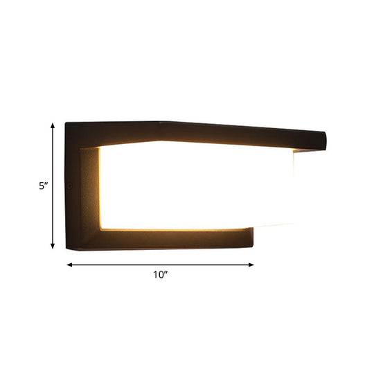 Contemporary Black Led Wall Lamp For Courtyard - Flush Mount Sconce
