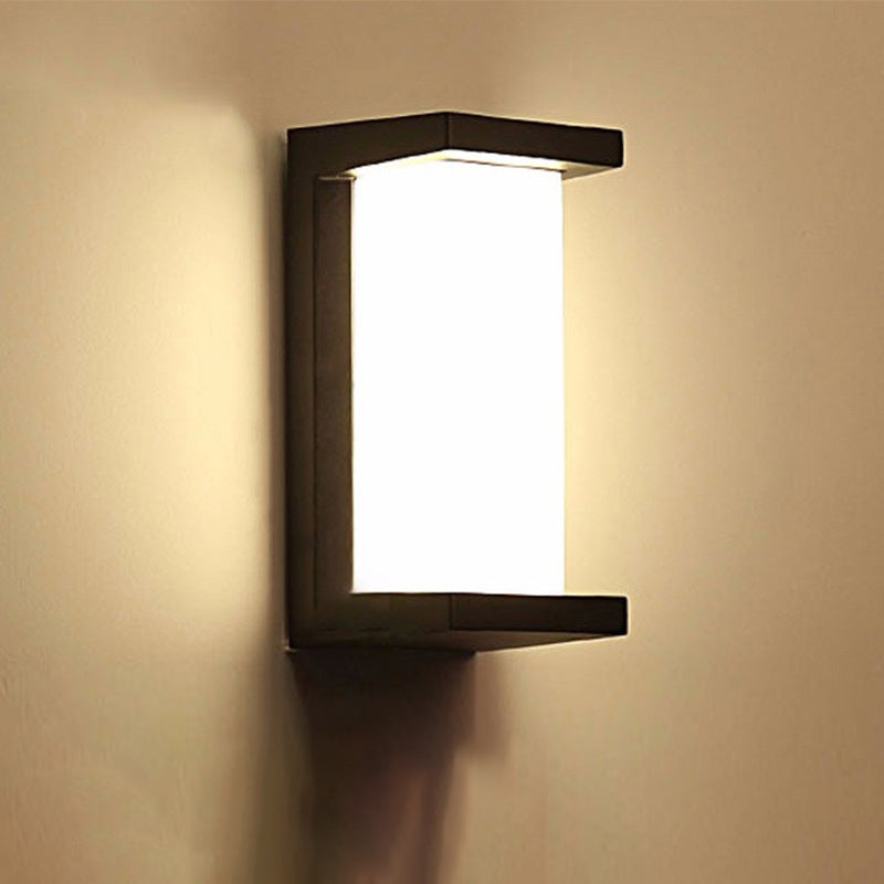 Contemporary Black Led Wall Lamp For Courtyard - Flush Mount Sconce