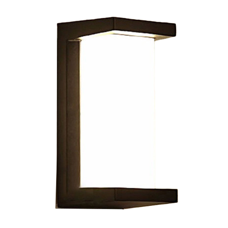 Contemporary Black Led Wall Lamp For Courtyard - Flush Mount Sconce