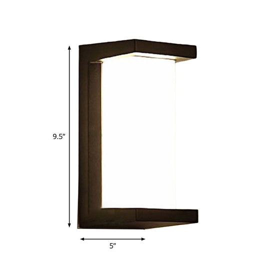 Contemporary Black Led Wall Lamp For Courtyard - Flush Mount Sconce