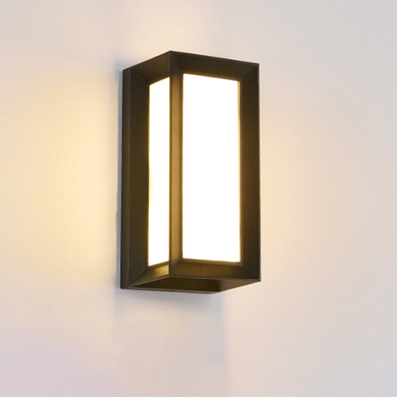 Contemporary Black Led Wall Lamp For Courtyard - Flush Mount Sconce