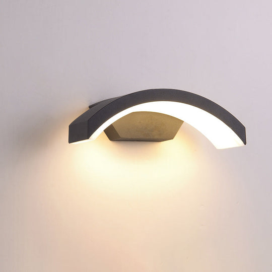 Contemporary Black Led Wall Lamp For Courtyard - Flush Mount Sconce