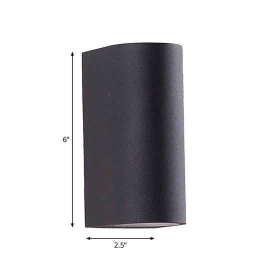 Black Aluminum Led Outdoor Cylinder Wall Light - Minimalist Flush Sconce