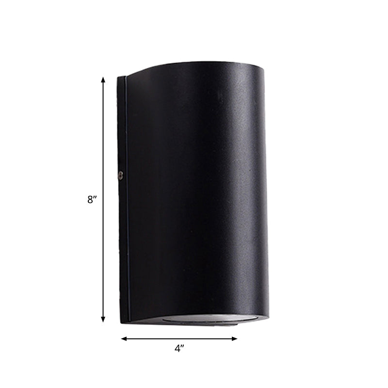 Black Aluminum Led Outdoor Cylinder Wall Light - Minimalist Flush Sconce
