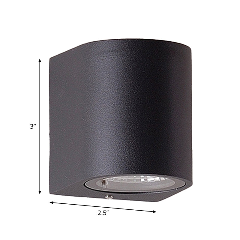 Black Aluminum Led Outdoor Cylinder Wall Light - Minimalist Flush Sconce
