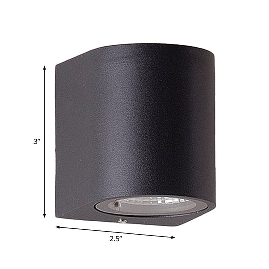Black Aluminum Led Outdoor Cylinder Wall Light - Minimalist Flush Sconce
