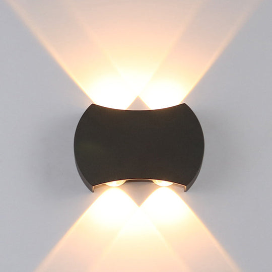 Nordic Metallic Mini Wall Light - Ellipse/Curve/Honeycomb Design 4/6-Bulb Led Washer Sconce In Black