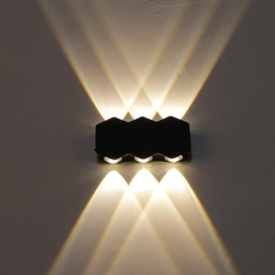 Nordic Metallic Mini Wall Light - Ellipse/Curve/Honeycomb Design 4/6-Bulb Led Washer Sconce In Black