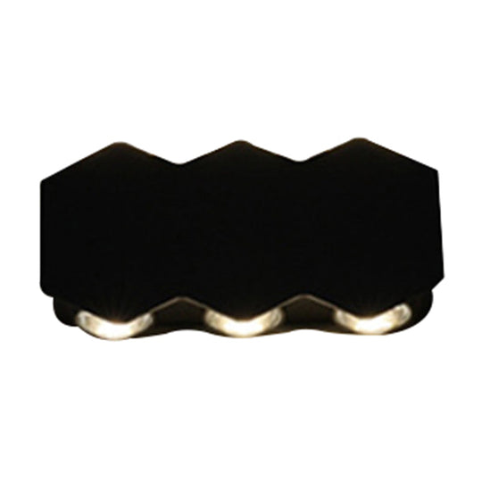 Nordic Metallic Mini Wall Light - Ellipse/Curve/Honeycomb Design 4/6-Bulb Led Washer Sconce In Black
