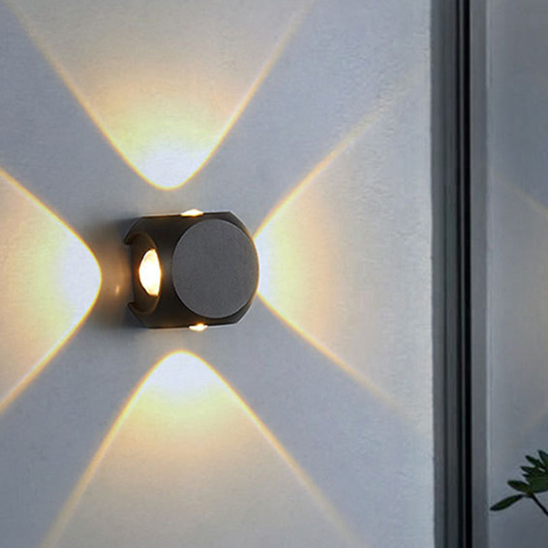 Nordic Aluminum Led Wall Lamp - Mini Cube Washer Sconce For Living Room (2/4-Head) In Black/White