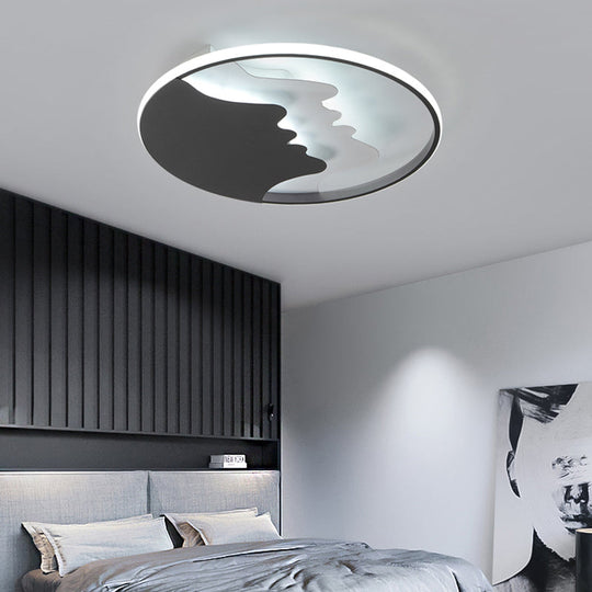 Black Acrylic Led Flush Mount Ceiling Light Bedroom Mountain Peak Design / White