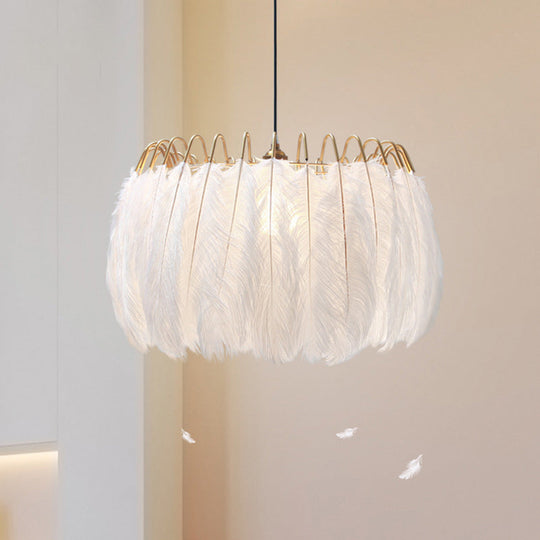 Nordic Pendant Light Kit - Single Bedroom Suspension Lighting In White With Tree Crown And Floral