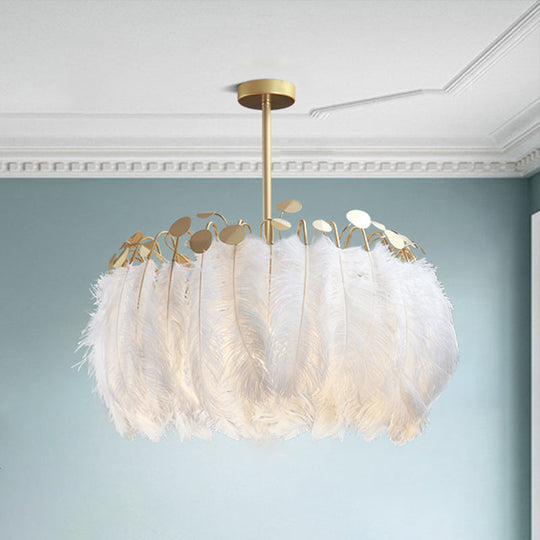 Nordic Pendant Light Kit - Single Bedroom Suspension Lighting In White With Tree Crown And Floral