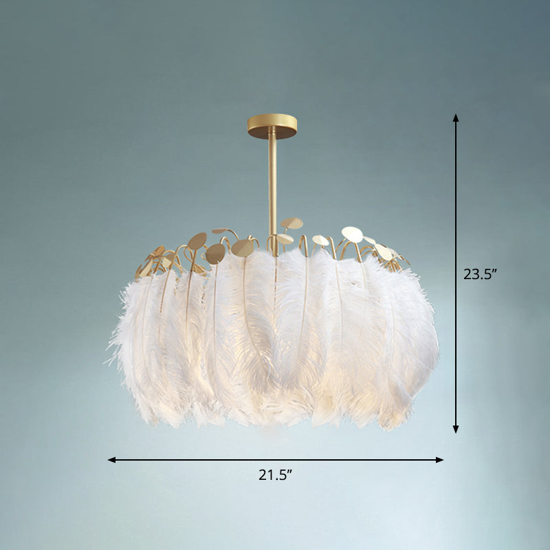 Nordic Pendant Light Kit - Single Bedroom Suspension Lighting In White With Tree Crown And Floral