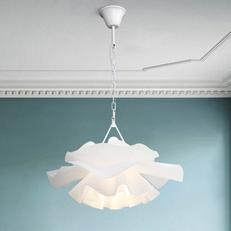 Nordic Pendant Light Kit - Single Bedroom Suspension Lighting In White With Tree Crown And Floral