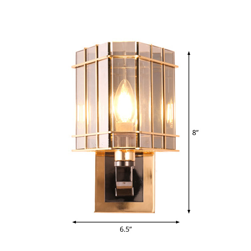 Gold Crystal Bedside Wall Sconce With 2/3 Tiers And 1/3 Light - Postmodern Triangle Design