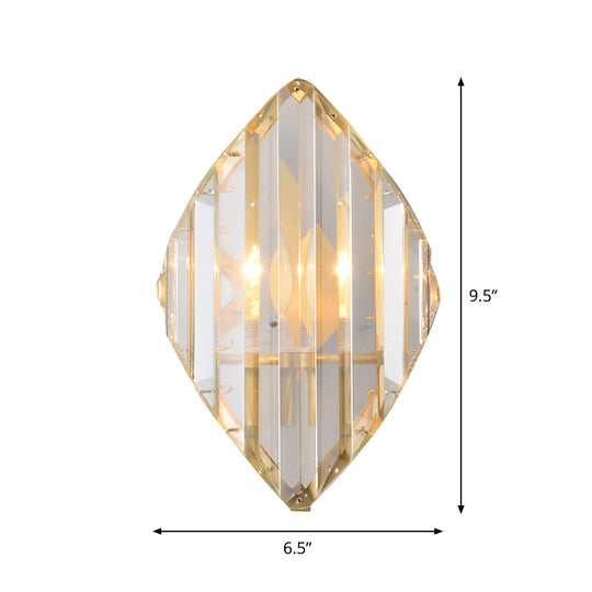 Gold Crystal Rhombus Wall Mount Lamp: Post-Modern 1/2-Bulb Lighting Fixture